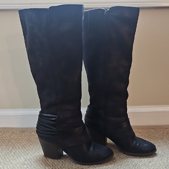 Fergie Black Heeled Tall Boots - Picture 1 of 9